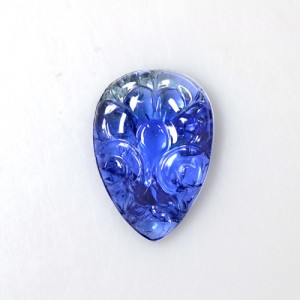 17.14 Cts Natural Bi Color Blue Tanzanite Handmade Pear Carving Unheated Gems