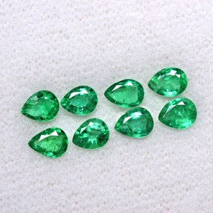 2.19 Cts Natural Top Rich Green Emerald Pear Cut Lot Zambia 5x4 mm Gemstone Unheated