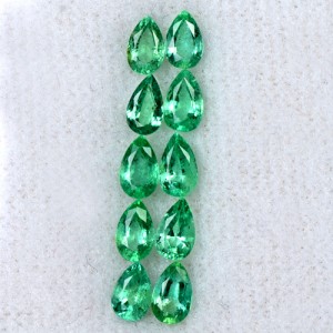 2.30 Cts Natural Top Green Emerald Pear Cut Lot Untreated Zambia 5x3 mm Gemstone