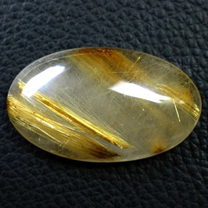 31.97 Cts Natural Top Red Gold Fibers Rutile Quartz Oval Cab Brazil Loose Gems