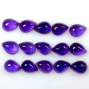 17.63 Cts Natural Quality Purple Amethyst Pear Cabochon Lot Africa Size 8x6 mm
