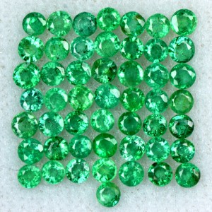 3.29 Cts Natural Top Green Emerald Round Cut Lot Zambia 2 up to 2.5 mm Untreated