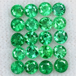 2.66 Cts Natural Top Quality Emerald Round Cut Lot Zambia Size 3 mm Untreated