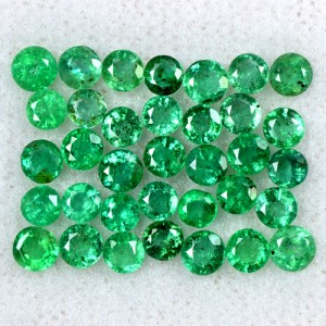 3.48 Cts Natural Top Quality Emerald Round Cut Zambia Size 3 mm 35 Pieces Lot