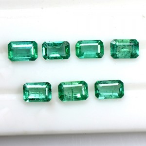 3.58 Cts Natural Fine Green Emerald Cut Loose Gemstone Octagon Lot 6x4 mm Zambia