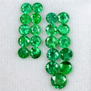 6.77 Cts Natural Green Rich Emerald Round Cut Lot Zambia Untreated 21 Pcs Loose