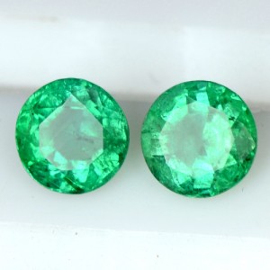 0.52 Cts Natural Top Green Emerald Zambia Round Cut Pair 4 mm Gemstone Untreated