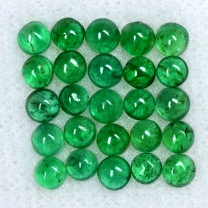 3.21 Cts Natural 3 mm Emerald Loose Gemstone 25 Pcs Round Cabochon Lot Zambia
