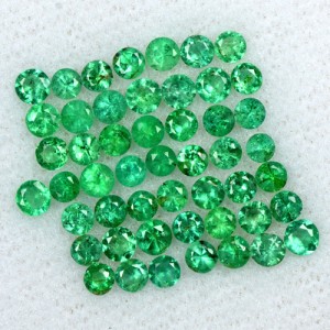 2.68 Cts Natural 2.5 mm Emerald 50 Pcs Gemstone Top Round Diamond Cut Lot Zambia
