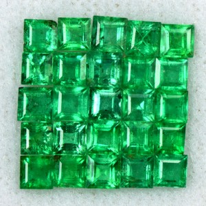 3.69 Cts Natural 3 mm Emerald 25 Pcs Gemstone Top Green Square Cut Lot Zambia