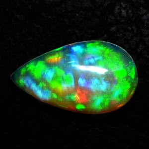6.83 Cts Natural Ethiopian Opal Pear Cabochon Rainbow Green Fire Fine Gemstone