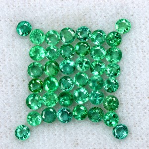 3.83 Cts Natural Top Amazing Green Emerald Round Cut 40 Pcs Lot Untreated Zambia