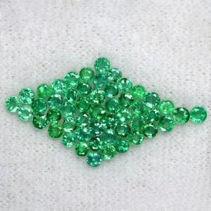 3.16 Cts Natural Top Green Emerald Round Cut Lot Zambia 2.5mm 50 Pcs Gemstone