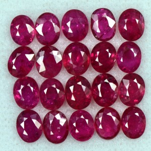 6.98 Cts Natural Top Pigeon Blood Red Ruby Oval Cut Lot Burma 5x4 mm 20 Pieces