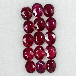 6.19 Cts Natural Top Pigeon Blood Red Ruby Oval Cut Lot Burma 5x4 mm 15 Pcs Gems