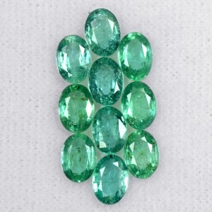 6.86 Cts Natural Top Rich Green Lovely Emerald Oval Cut 7x5 mm 10 Pcs Lot Zambia