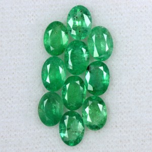 7.42 Cts Natural Amazing Rich Green Emerald Oval Cut 7x5 mm 10 Pcs Lot Zambia