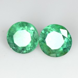 1.42 Cts Natural Top Green Emerald 5.5 mm Round Cut Pair Untreated Zambia Video