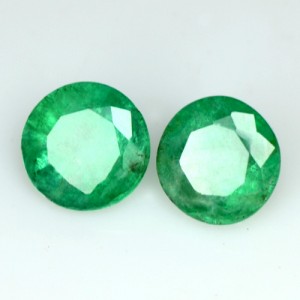 1.32 Cts Natural Green Emerald Round Cut Pair Zambia Calibrated 5.5 mm Gemstone