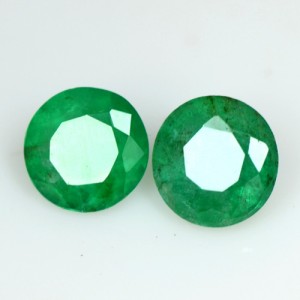 1.02 Cts Natural Green Emerald Round Cut Pair Zambia Calibrated 5.3 mm Gemstone