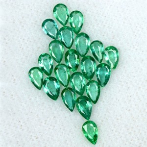 3.81 Cts Natural Top Green Lovely Emerald Pear Cut Lot 20 Pcs Untreated Zambia