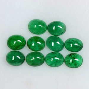 3.25 Cts Natural Top Green Emerald Oval Cabochon Lot Zambia Calibrated 5 x 4 mm