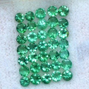 3.00 Cts Natural Green Emerald Diamond Round Cut 35 pcs 3 mm Untreated Zambia