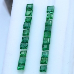 2.36 Cts Natural Top Quality Green Emerald Square Cut 20 pcs Untreated Zambia