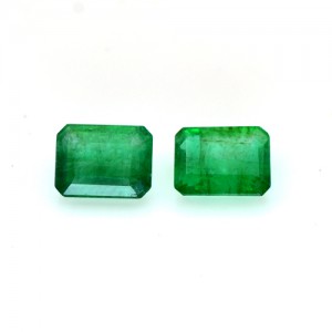 Natural Rich AAA Grade Green Emerald Gemstone 2 pc Octagon Pair 3.75 Cts Zambia