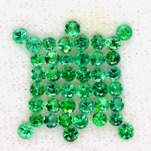 Natural Green Emerald 2.5 mm Diamond Cut round 2.52 Cts Lot 42 pcs Zambia