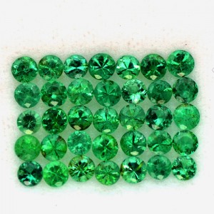 Natural Green Emerald 3 mm Diamond Cut round 3.36 Cts Lot 35 pcs Zambia