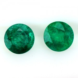Natural Top Rich Green Emerald 5 mm Round pair 1.08 Cts Zambia Mother's Day Sale