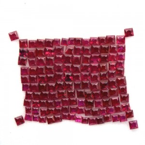 Natural Top Ruby Princess Cut Square 131 pcs lot 7.03 cts 2 upto 2.5 mm Gemstone