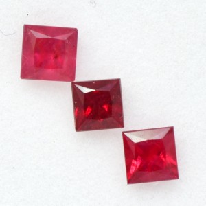 1.67 Cts Natural Ruby Princess Cut Square Lot 4 upto 4.5 mm Burma loose Gemstone
