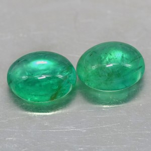 6.80 cts Natural Top Emerald Oval Cabochon Pair 10.5x8x5.3 mm Zambia Gemstone
