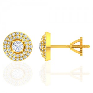 18K Yellow Gold 0.38 cts Main stone Diamond with Diamond Designer Fine Jewelry Earrings