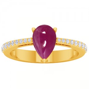 18k Yellow Gold 1.78 cts Pear Cut Ruby Diamond Women Designer Wedding Ring