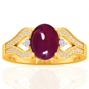 18k Yellow Gold Ruby Unheated Diamond Engagement Women Designer Ring