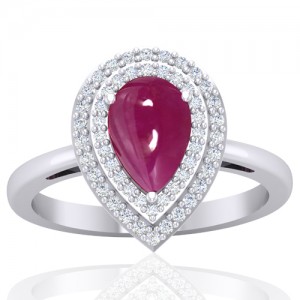 14k White Gold 1.78 Ruby Diamond  Women Designer Wedding Fine Jewelry Ring