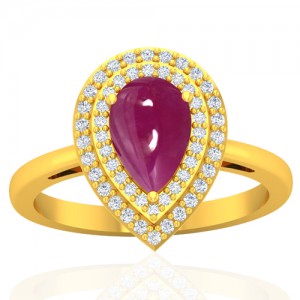 18k Yellow Gold 1.78 Ruby Diamond  Women Designer Wedding Fine Jewelry Ring