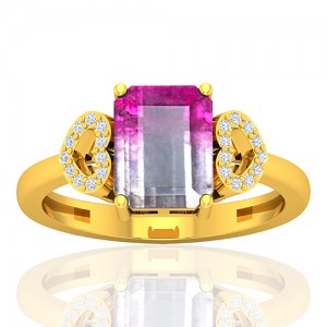 18K Yellow Gold 2.13 cts Tourmaline Stone Diamond Cocktail Designer Fine Jewelry Ring