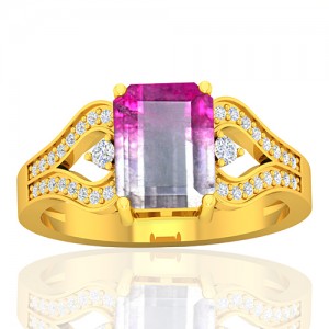 18K Yellow Gold 2.13 cts Tourmaline Stone Diamond Cocktail Engagement Women Jewelry Ring