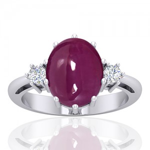 14K White Gold 5.93 cts Ruby Stone Diamond Cocktail Vintage Jewelry Ring