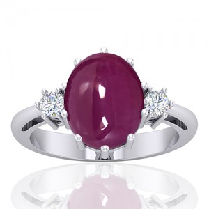 14K White Gold 5.93 cts Ruby Stone Diamond Cocktail Vintage Jewelry Ring