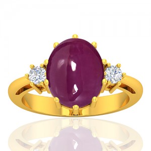18K Yellow Gold 5.93 cts Ruby Stone Diamond Cocktail Vintage Jewelry Ring