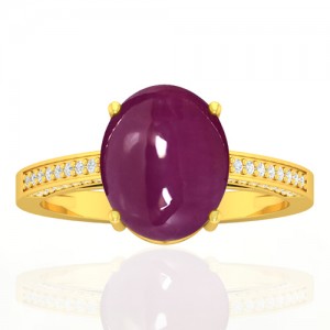 18k Yellow Gold 5.93 cts Ruby Gemstone Diamond Vintage Engagement Fine Jewelry Ring