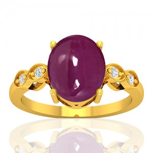 18K Yellow Gold 5.93 cts Ruby Gemstone Diamond Cocktail Vintage Jewelry Ring
