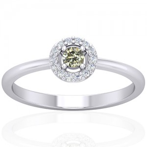 14k White Gold 0.12 cts 3 mm Main Stone Diamond Designer Fine Jewelry Ring
