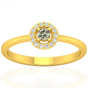 18k Yellow Gold 0.12 cts 3 mm Main Stone Diamond Designer Fine Jewelry Ring