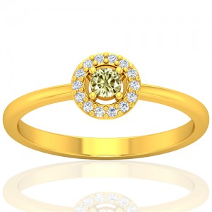 18K Yellow Gold 0.08 cts Diamond main stone Diamond Cocktail Vintage Engagement Women Ring